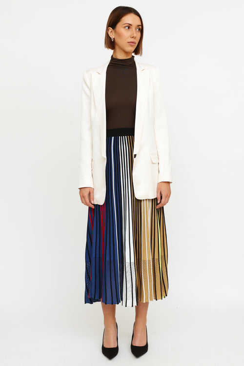 Kenzo Blue 
Multi-Colour Knit Pleated Maxi Skirt