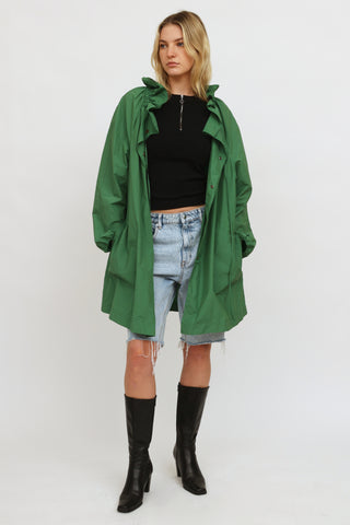 Lanvin Green Ruched  Rain Coat