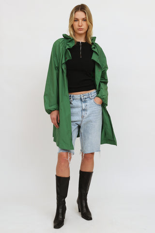 Lanvin Green Ruched  Rain Coat