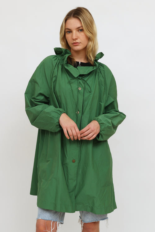 Lanvin Green Ruched  Rain Coat