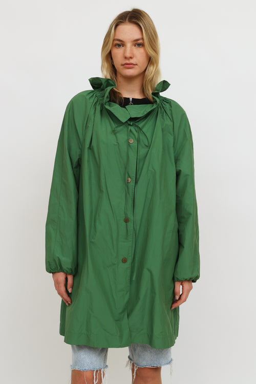 Lanvin Green Ruched  Rain Coat