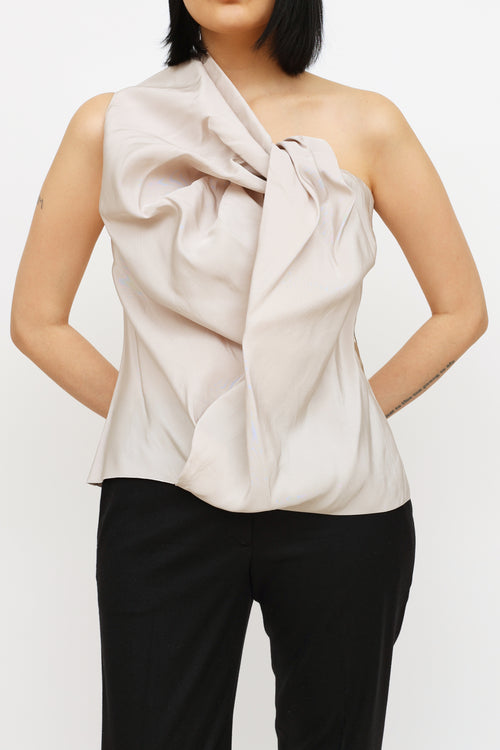 Lanvin Grey Ruched One Strap Top