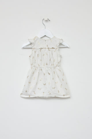 Marc Jacobs Kids White 
Gold Printed Dress