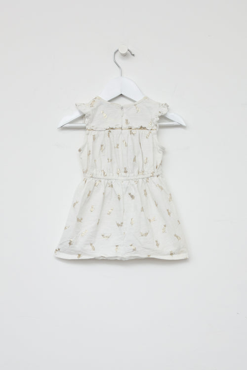 Marc Jacobs Kids White 
Gold Printed Dress