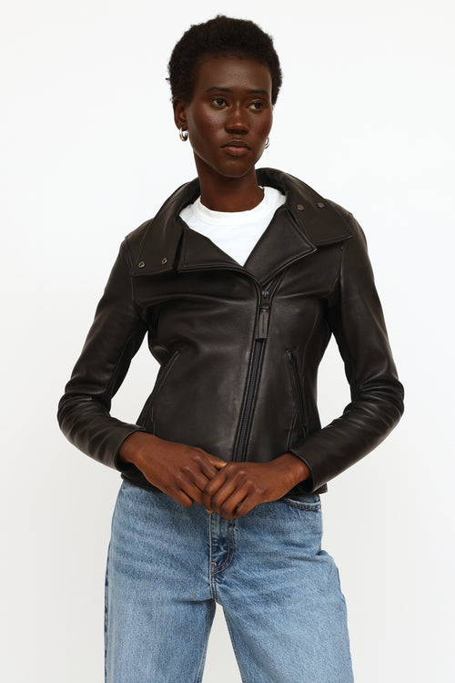 Mackage Black Sandy Leather Moto Jacket