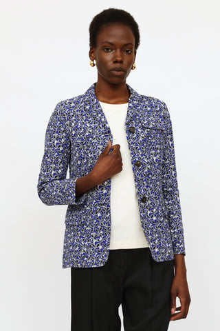 Marni Blue Floral Print Blazer