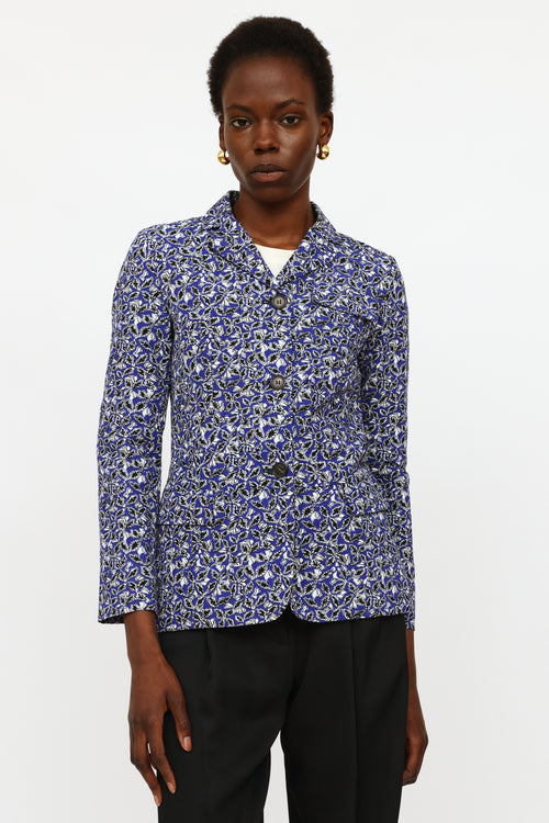 Marni Blue Floral Print Blazer