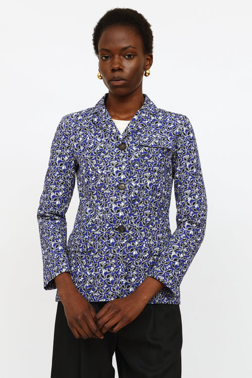 Marni Blue Floral Print Blazer