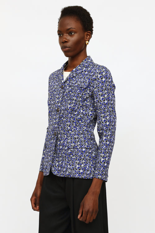 Marni Blue Floral Print Blazer