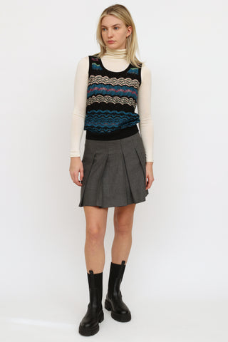 Missoni Black 
Blue Striped Knit  Top