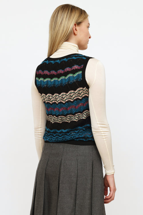 Missoni Black 
Blue Striped Knit  Top