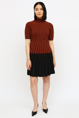 Etro Red 
Orange Short Sleeve Knit Top