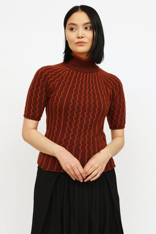 Etro Red 
Orange Short Sleeve Knit Top