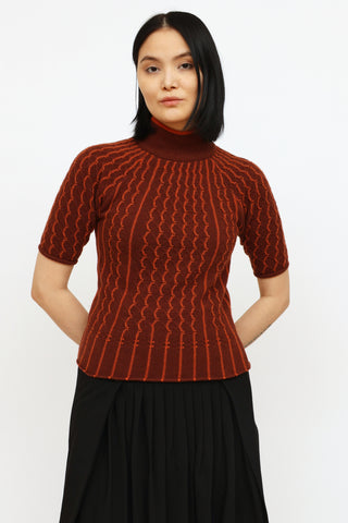 Etro Red 
Orange Short Sleeve Knit Top