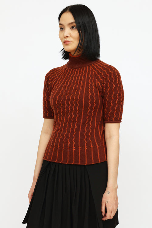 Etro Red 
Orange Short Sleeve Knit Top