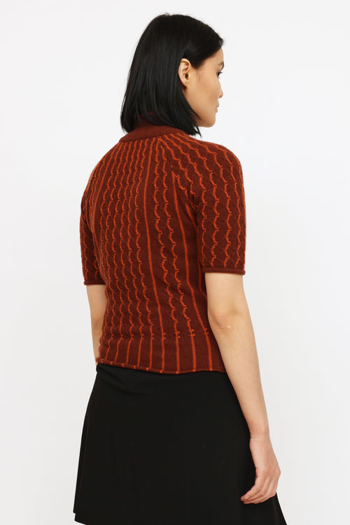 Etro Red 
Orange Short Sleeve Knit Top