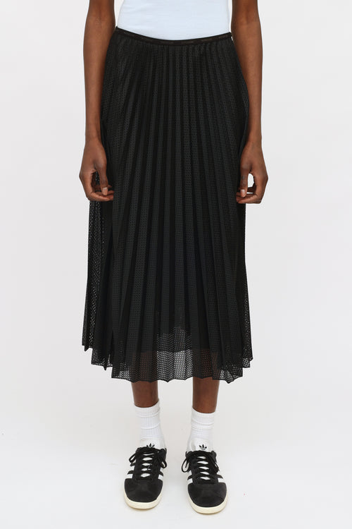 Moncler Black Pleated Mesh Skirt