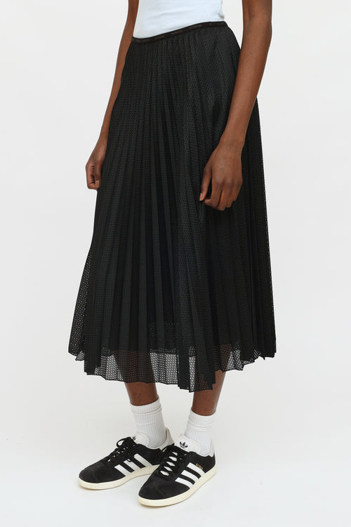 Moncler Black Pleated Mesh Skirt