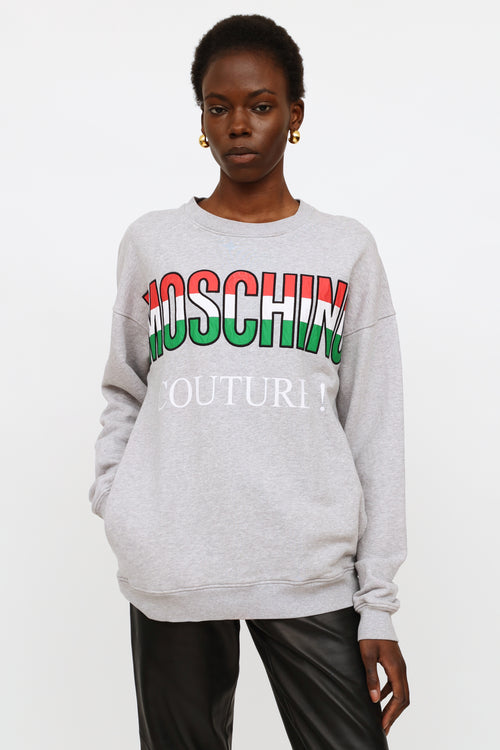 Moschino Couture Grey Embroidered Sweater