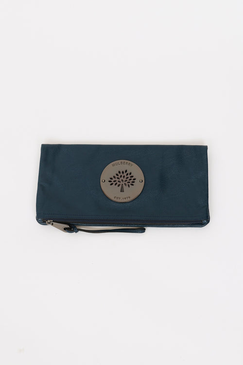 Mulberry Blue Daria Leather Clutch