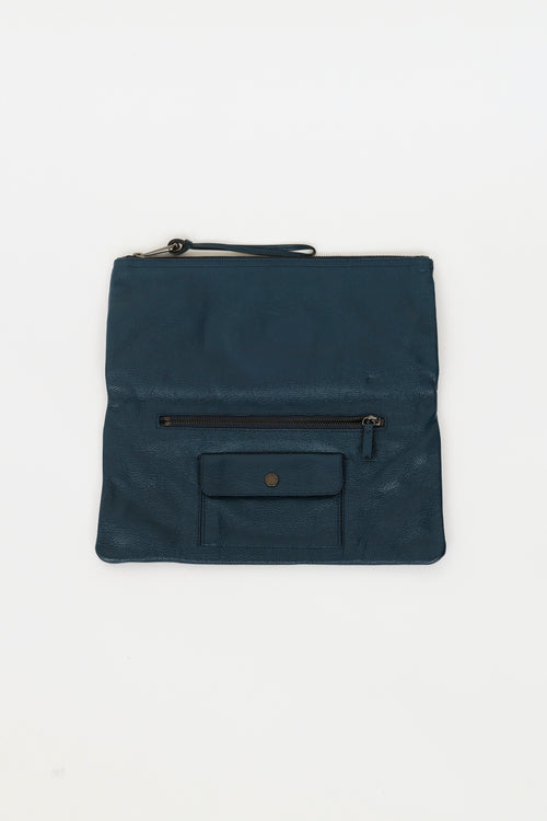 Mulberry Blue Daria Leather Clutch