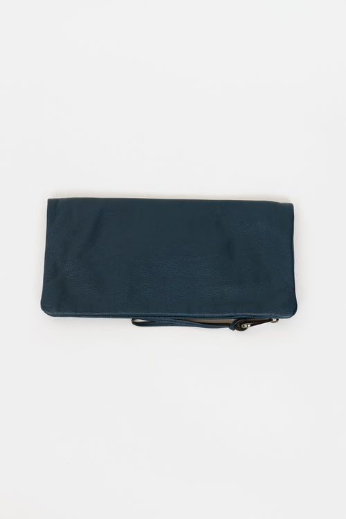 Mulberry Blue Daria Leather Clutch