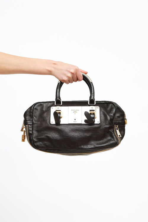 Prada Black Glace Bauletto Bag