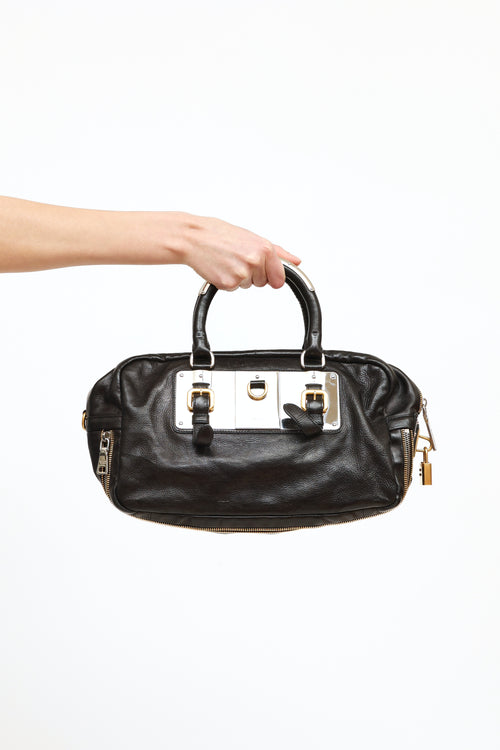 Prada Black Glace Bauletto Bag