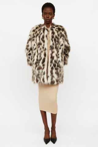 Prada 2013 Faux Fur Printed Coat