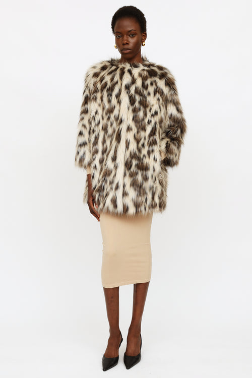 Prada 2013 Faux Fur Printed Coat