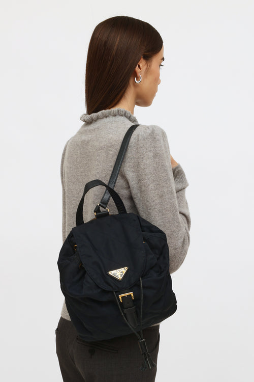 Prada Navy Tessuto Flap Mini Backpack