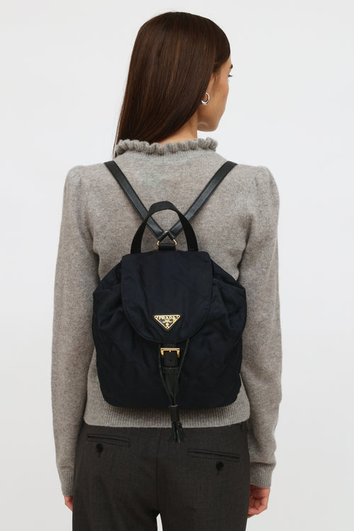 Prada Navy Tessuto Flap Mini Backpack