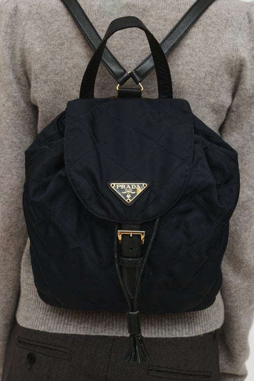 Prada Navy Tessuto Flap Mini Backpack