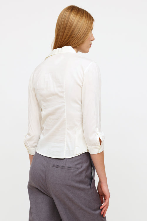 Prada White Cotton Gathered Top