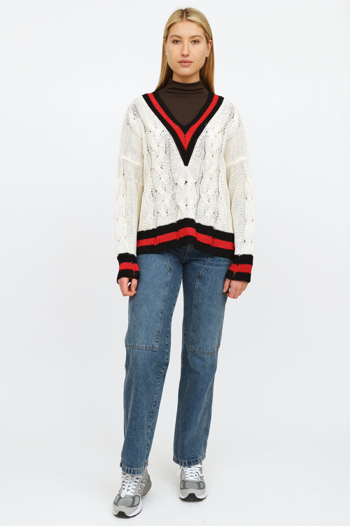 Rag 
Bone Cream Red 
Navy Knit Sweater