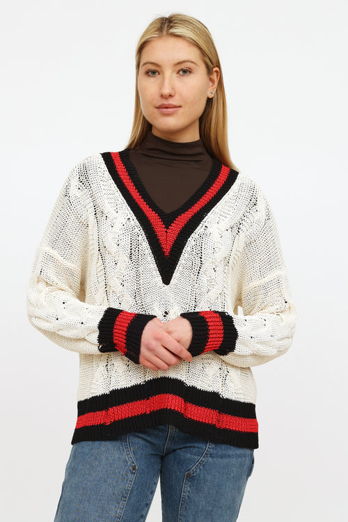 Rag 
Bone Cream Red 
Navy Knit Sweater