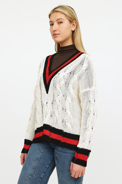 Rag 
Bone Cream Red 
Navy Knit Sweater