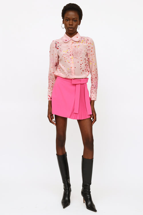 Valentino Pink Printed Silk Blouse