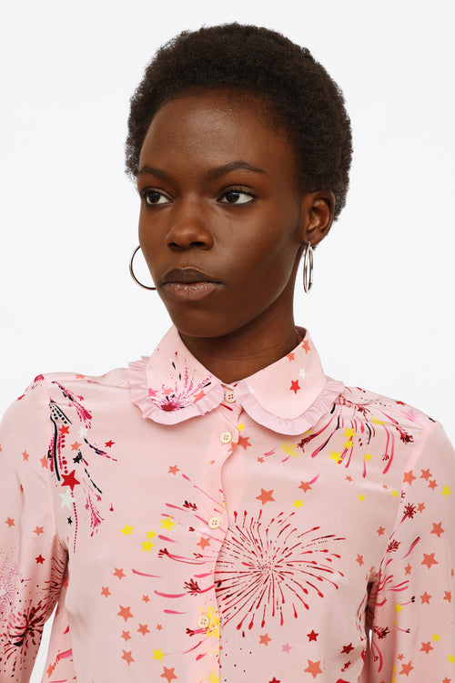 Valentino Pink Printed Silk Blouse