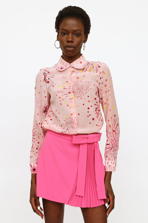 Valentino Pink Printed Silk Blouse