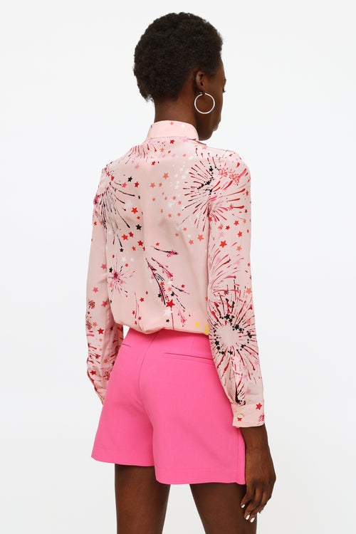 Valentino Pink Printed Silk Blouse