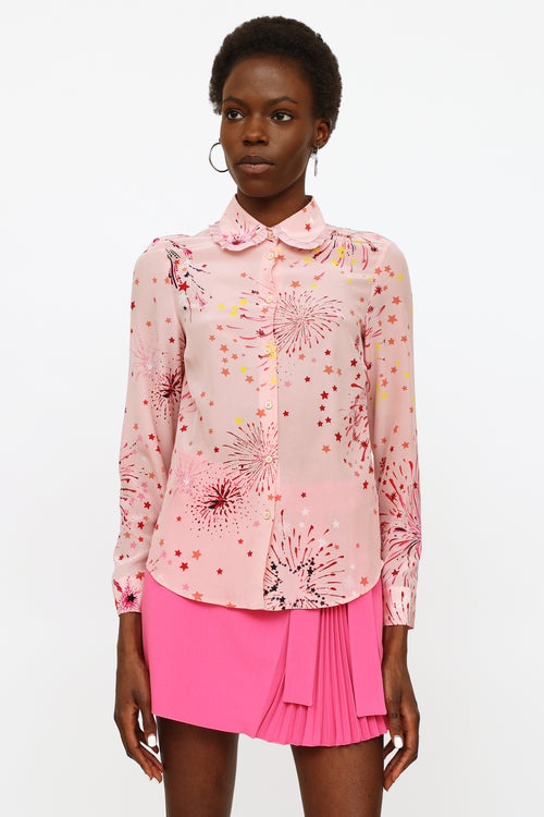 Valentino Pink Printed Silk Blouse