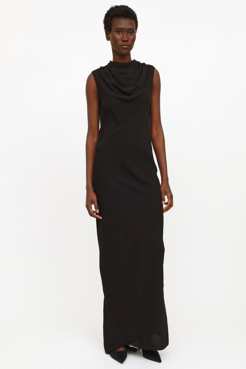 Rick Owens 2014 Black Cowl Neck Dress