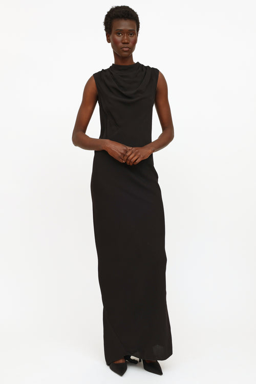 Rick Owens 2014 Black Cowl Neck Dress