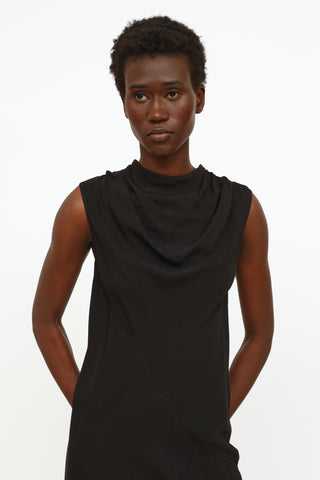 Rick Owens 2014 Black Cowl Neck Dress