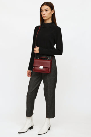 Saint Laurent Burgundy Leather Bellechasse Satchel