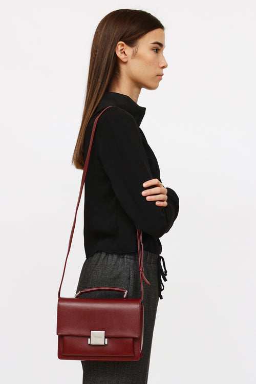 Saint Laurent Burgundy Leather Bellechasse Satchel