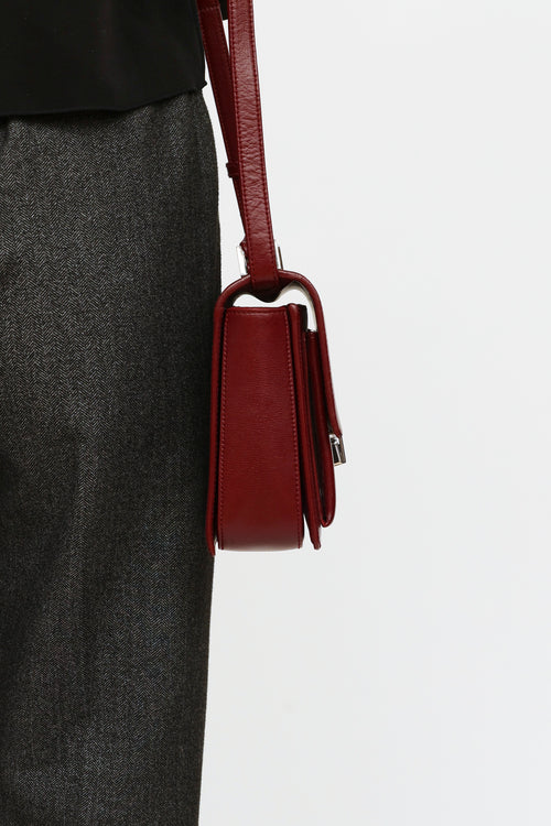 Saint Laurent Burgundy Leather Bellechasse Satchel