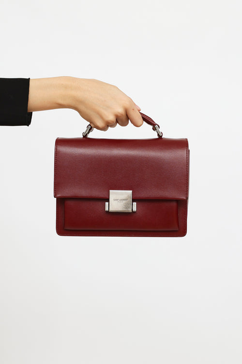 Saint Laurent Burgundy Leather Bellechasse Satchel