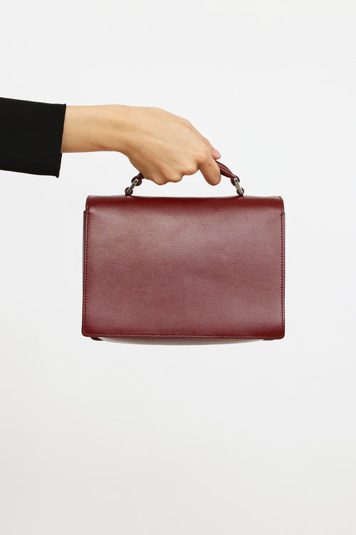 Saint Laurent Burgundy Leather Bellechasse Satchel